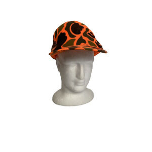 Orange Trucker Mesh Foam Camo Hat Cap Snapback Vintage OSFM Hunt Hike Outdoor